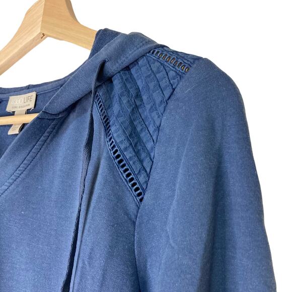 A630233 LOGO LIFE by Lori Goldstein French Terry Pullover Hoodie Steel Blue S - Picture 2 of 6